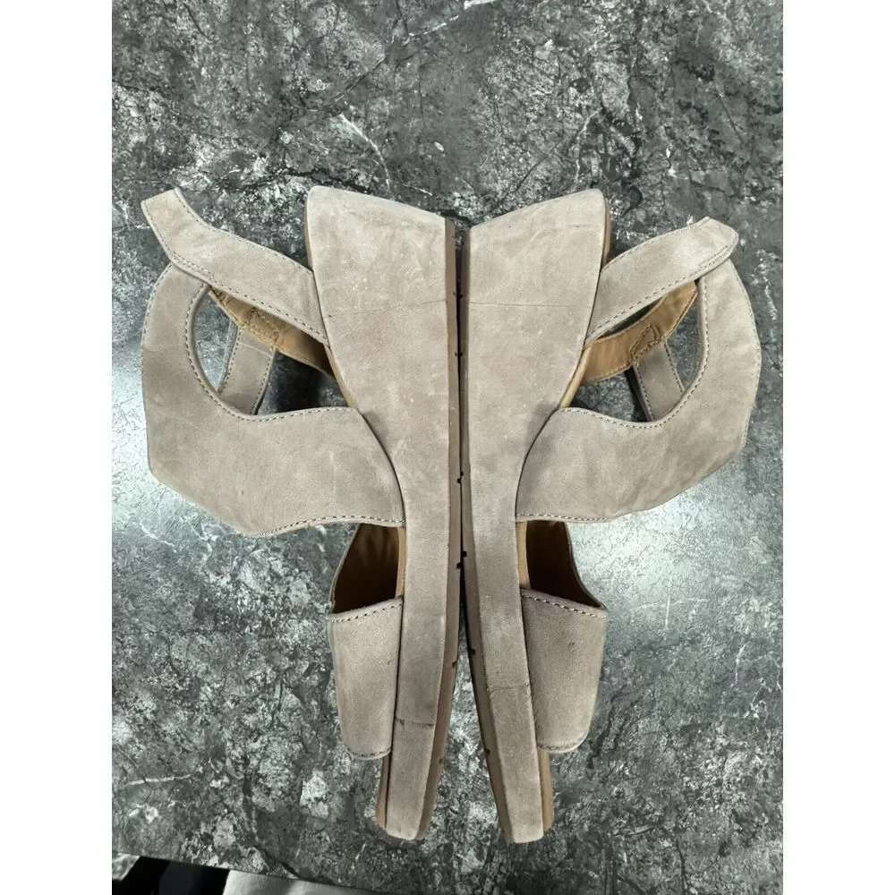 Clarks Taupe Suede Open-Toe Heels